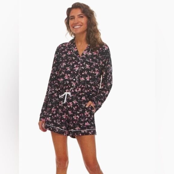 Flora - women’s PJ set long sleeves with shorts X-Large cute floral print - Picture 1 of 5